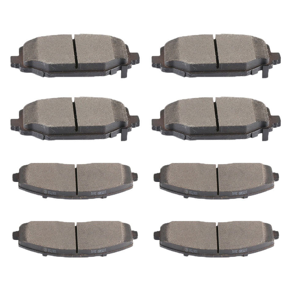 Brake Ceramic Pads For 12-16 Chrysler Town & Country 12-19 Dodge Grand Caravan Front Rear 8 Pcs