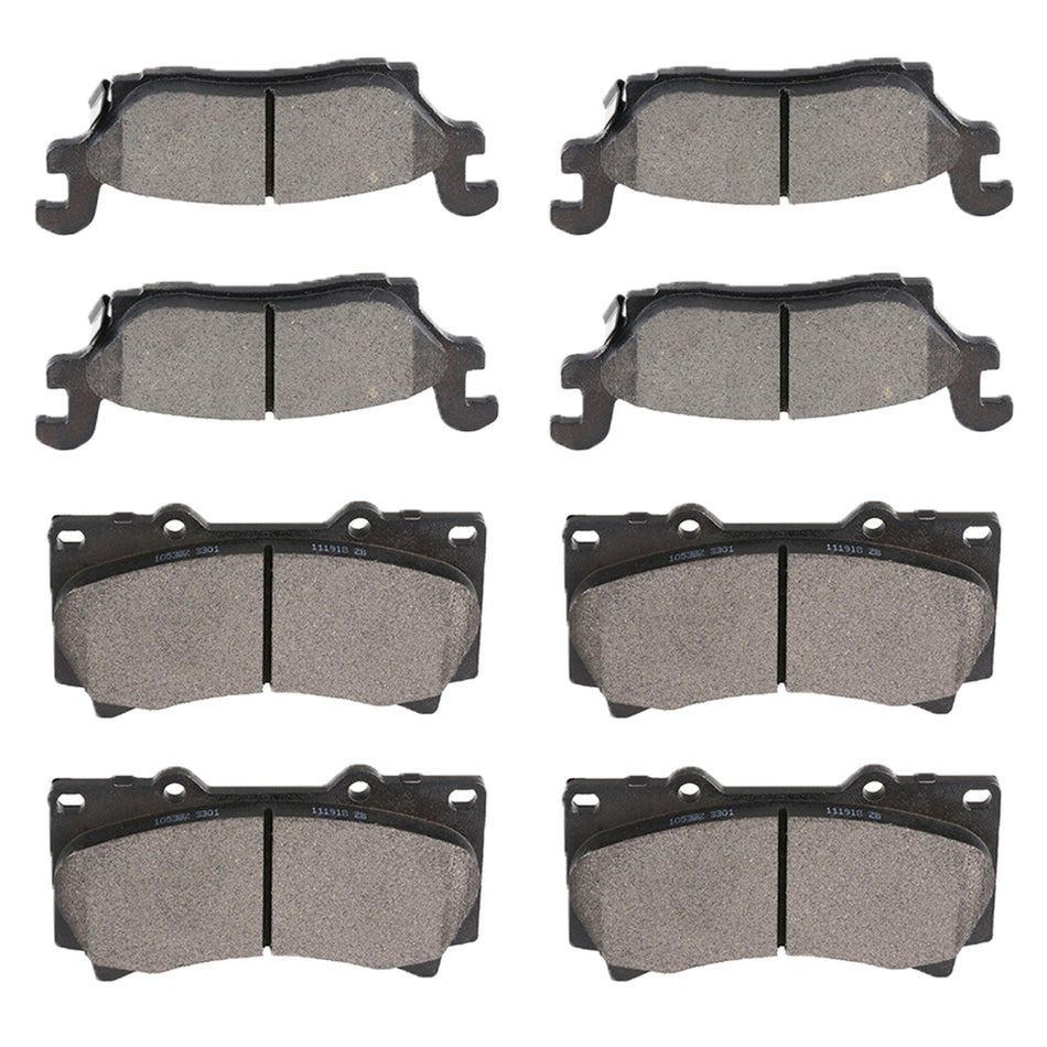 Front Rear Ceramic Brake Pads For 06-10 Hummer H3 09-10 Hummer H3T 8pcs