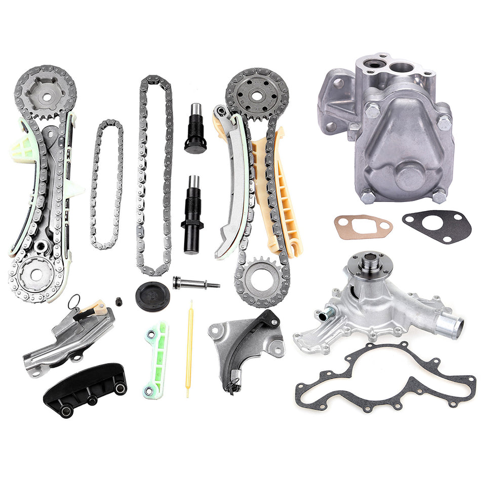 Timing Chain Kit W/Gears Cover Gasket Set Water Oil Pump For 97-09 Ford SOHC
