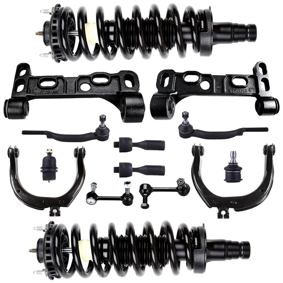 For 2004-2007 Buick Rainier Complete Struts Control Arms Tie Rod Ends 14 Piece