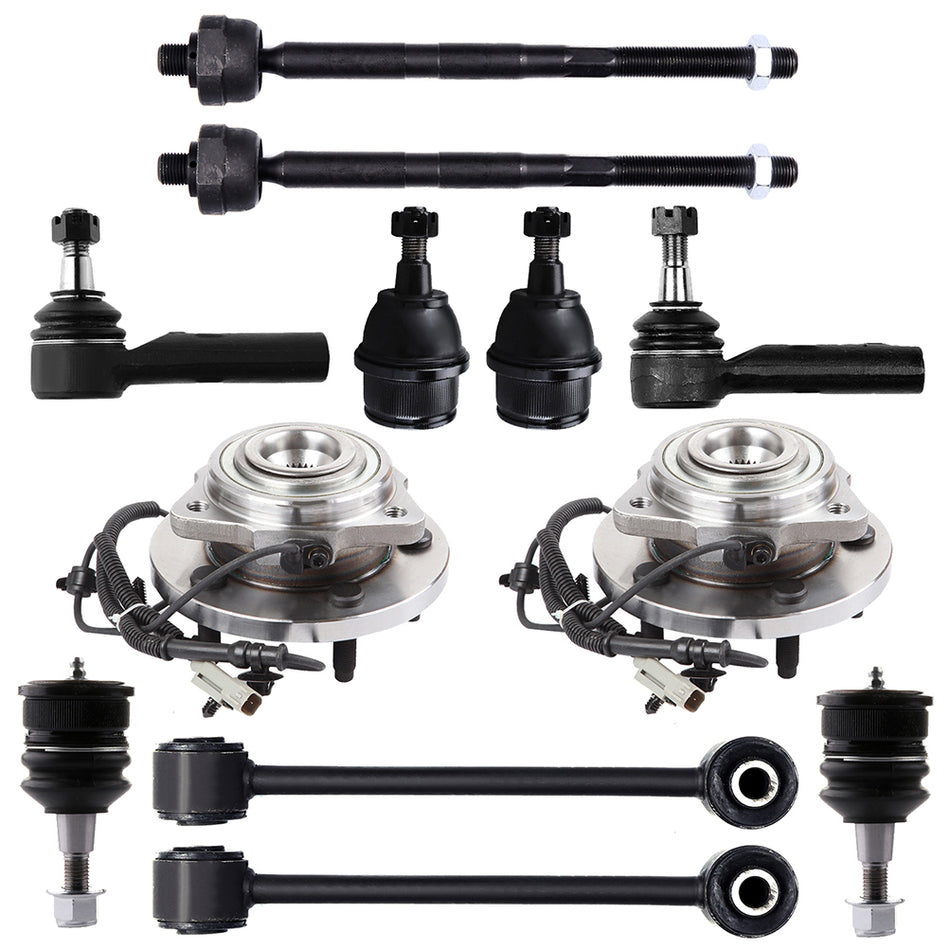 12pc Front Wheel Bearing & Hub Suspension Kit For 2006-2009 2010 Jeep Commander