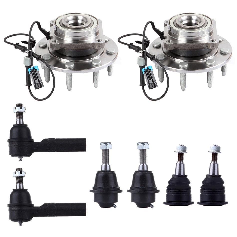 Front Tie Rod End Ball Joint Wheel Hub Bearing For 07-10 GMC Sierra 2500 3500 HD