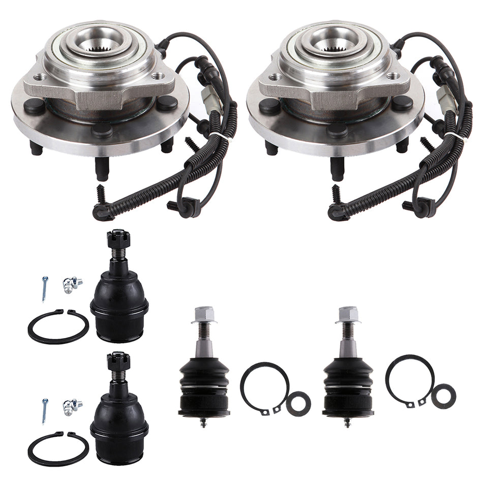 6PCS Wheel Bearing hub Lower Upper Ball Joint Fits Jeep Commander Grand Cherokee