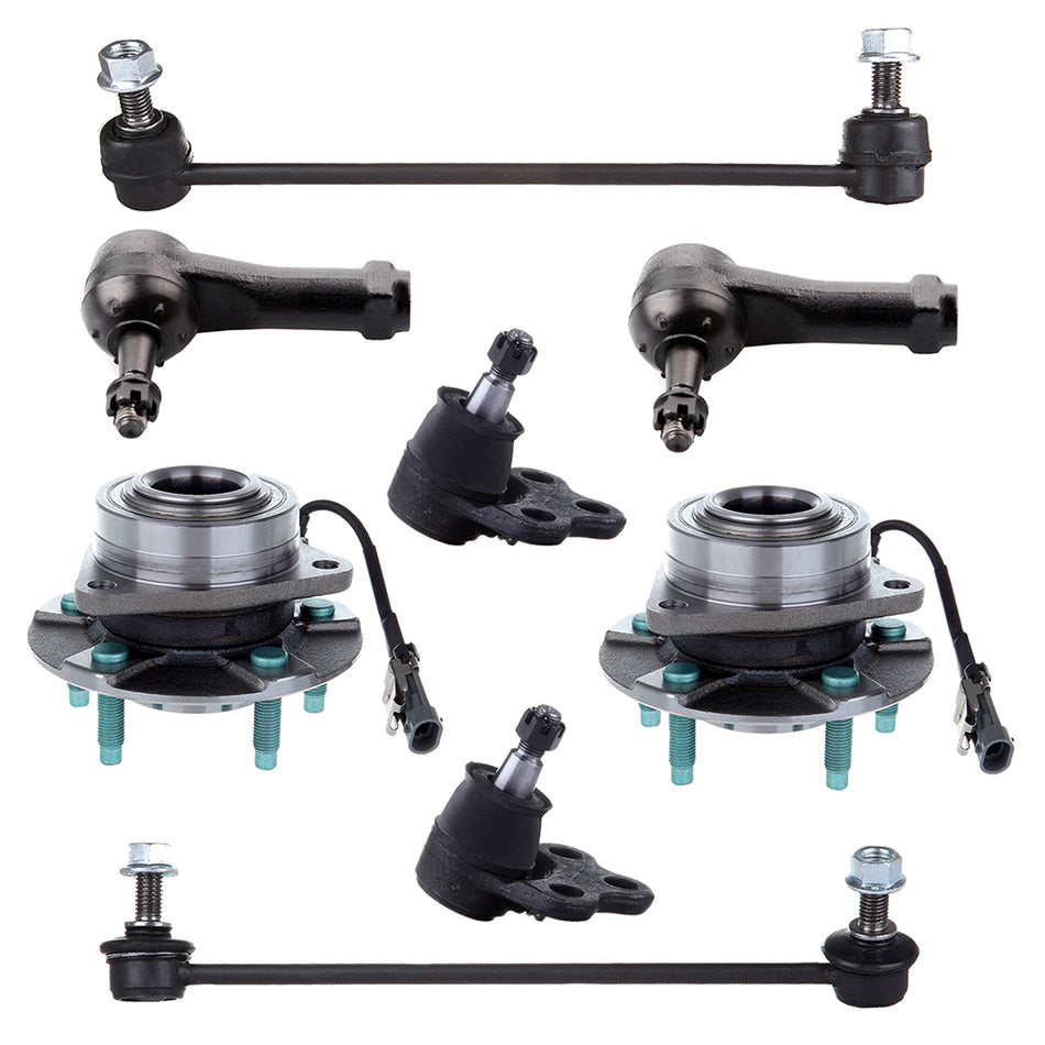Front Wheel Bearing Hub Tie Rod Ends Sway Bar Ball Joint 05-06 Chevrolet Equinox 02-07 Saturn Vue