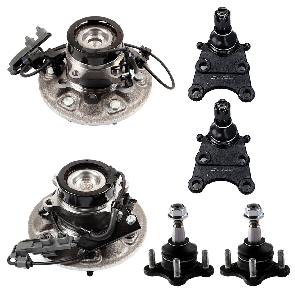 6PCS Fits 2004-2008 Chevrolet GMC Front Wheel Hub & Bearing Steering Kit w/ ABS
