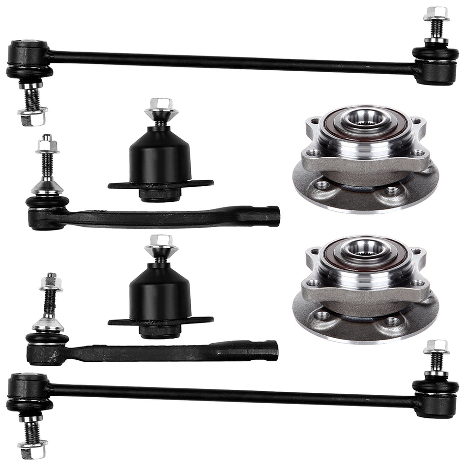 8Pc Fits 2000-2008 2009 Volvo Front Complete Wheel Hub Bearing Suspension Kit