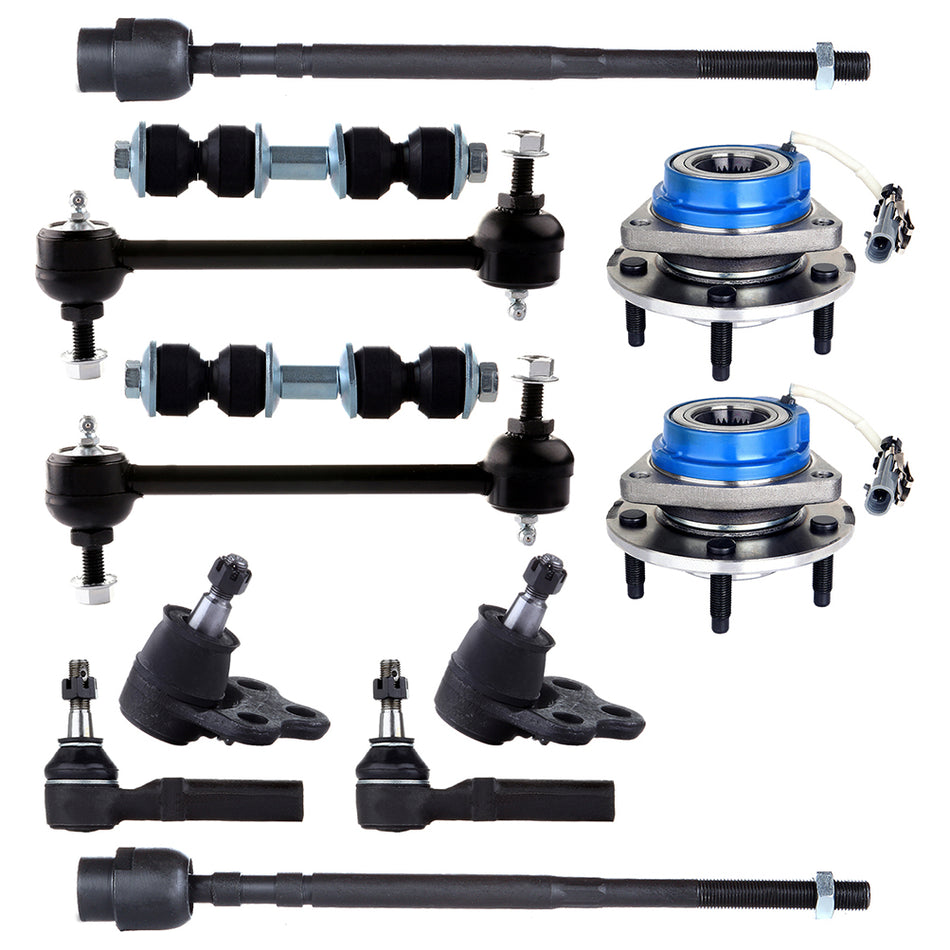 12Pc Fits 2000-2005 Buick Chevy Front Suspension Kit Wheel Hub Bearing Assembly