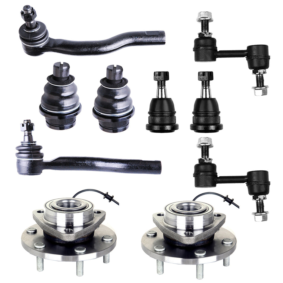 Front Sway Bars Ball Joints Tie Rods Parts For 04-06 Nissan Titan 2005 Nissan Armada & Wheel Bearings 10Pcs