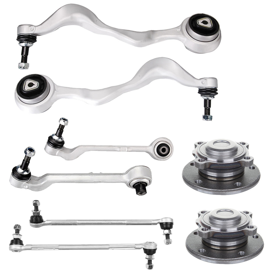For 2006-13 BMW 8 pieces Front Control Arms Wheel Bearings Sway Bar End Links