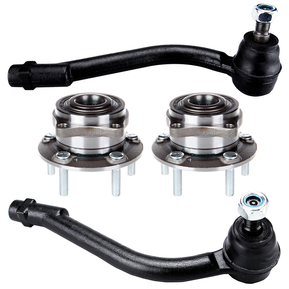 Fits Kia Sorento 4PCS Front Wheel Hub & Bearing Assembly and Tie Rod End Link