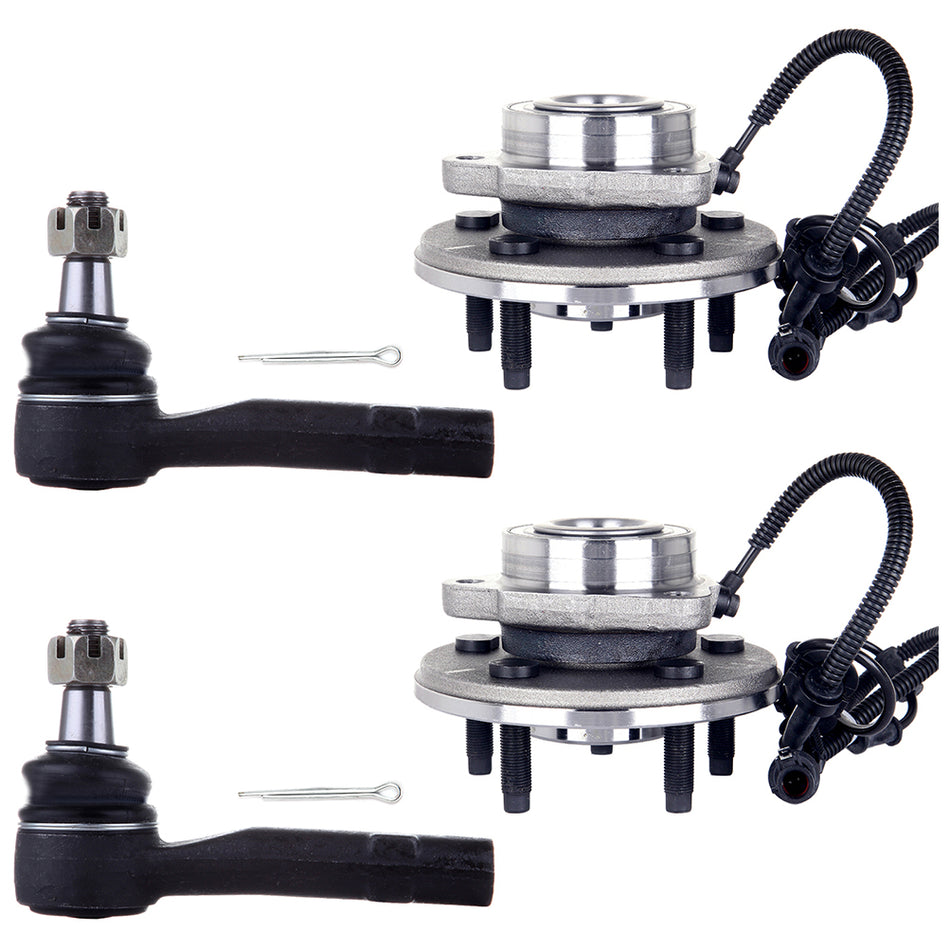Tie Rod End 4Pcs For 02-05 Ford Explorer Mercury Mountaineer & Wheel Hub Bearings