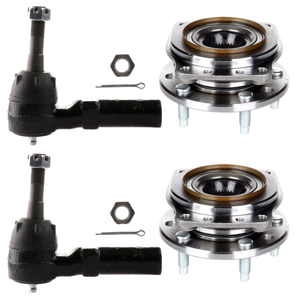 4 Pieces Wheel Hub and Bearing Assembly Outer Tie Rod for BUICK and CHEVROLET
