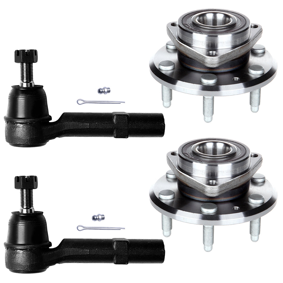 Front Tie Rod End For 11-13/15 Buick Enclave 11-15 GMC Acadia & Wheel Hub Bearing 4Pcs