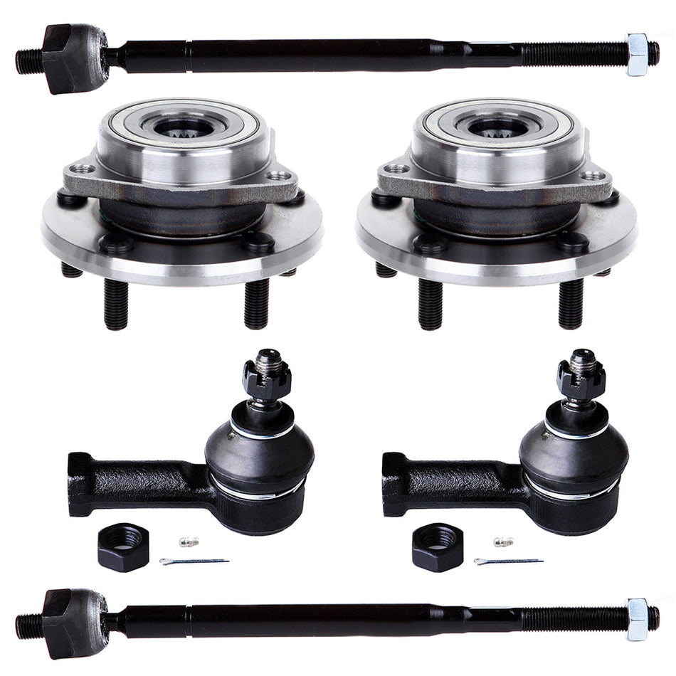 6pcs Front Wheel Hub and Bearing Assembly Outer Inner Tie Rods For Chrysler