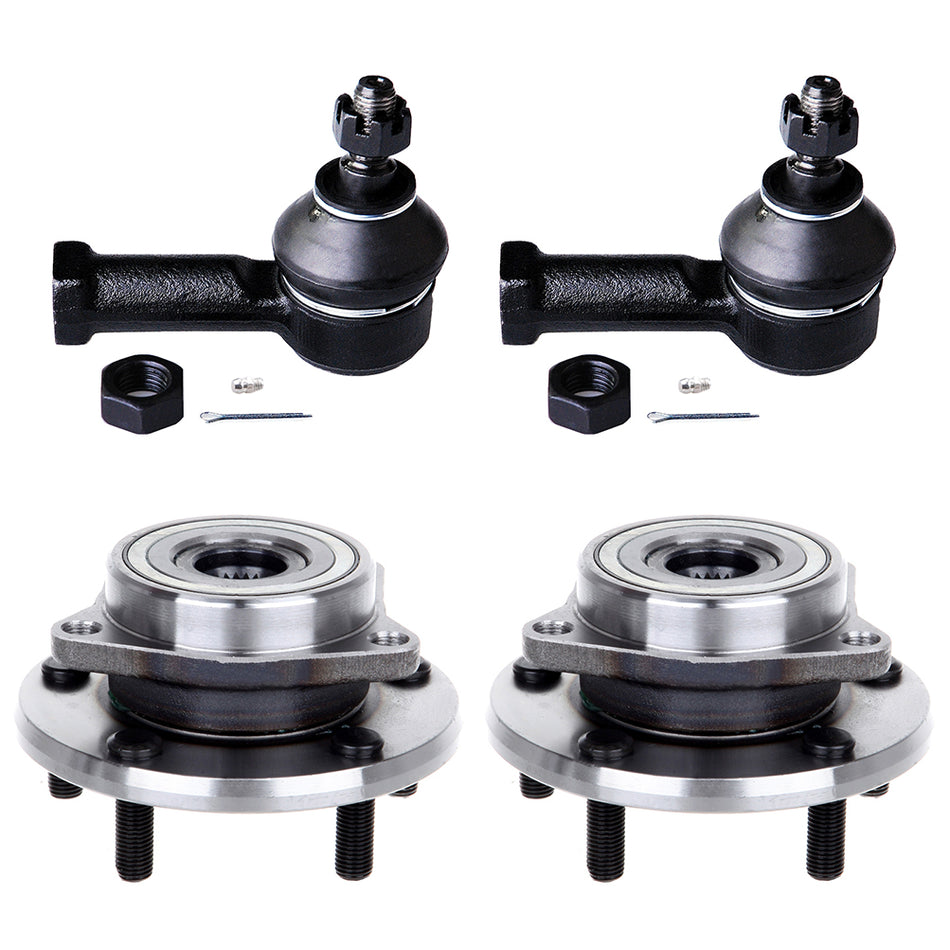 4PCS Front Wheel Hub and Bearing Assembly Outer Tie Rod Fits 95-98 EAGLE TALON