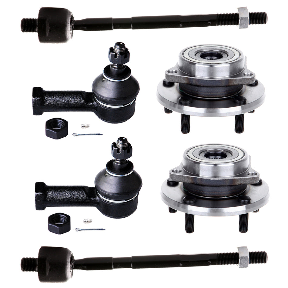 Fits Sebring Avenger 6PCS Front Wheel Hub & Bearing Assembly Outer Tie Rod Ends