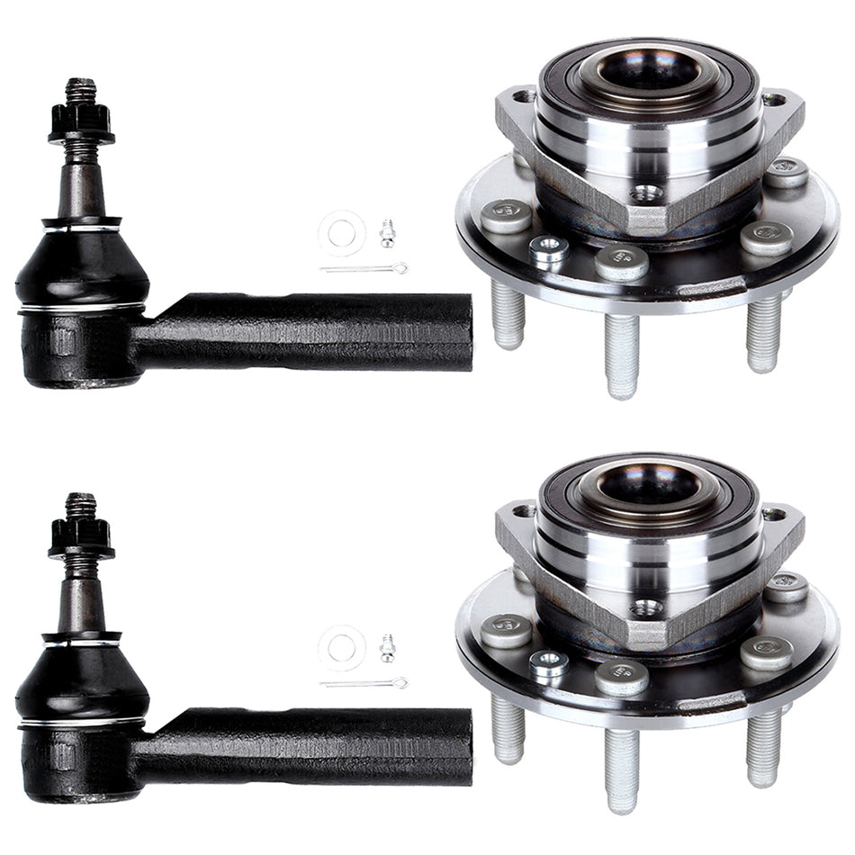 2010-2011 2013-2015 Cadillac SRX Front Tie Rod & Wheel Hub Bearing Assembly 4Pcs
