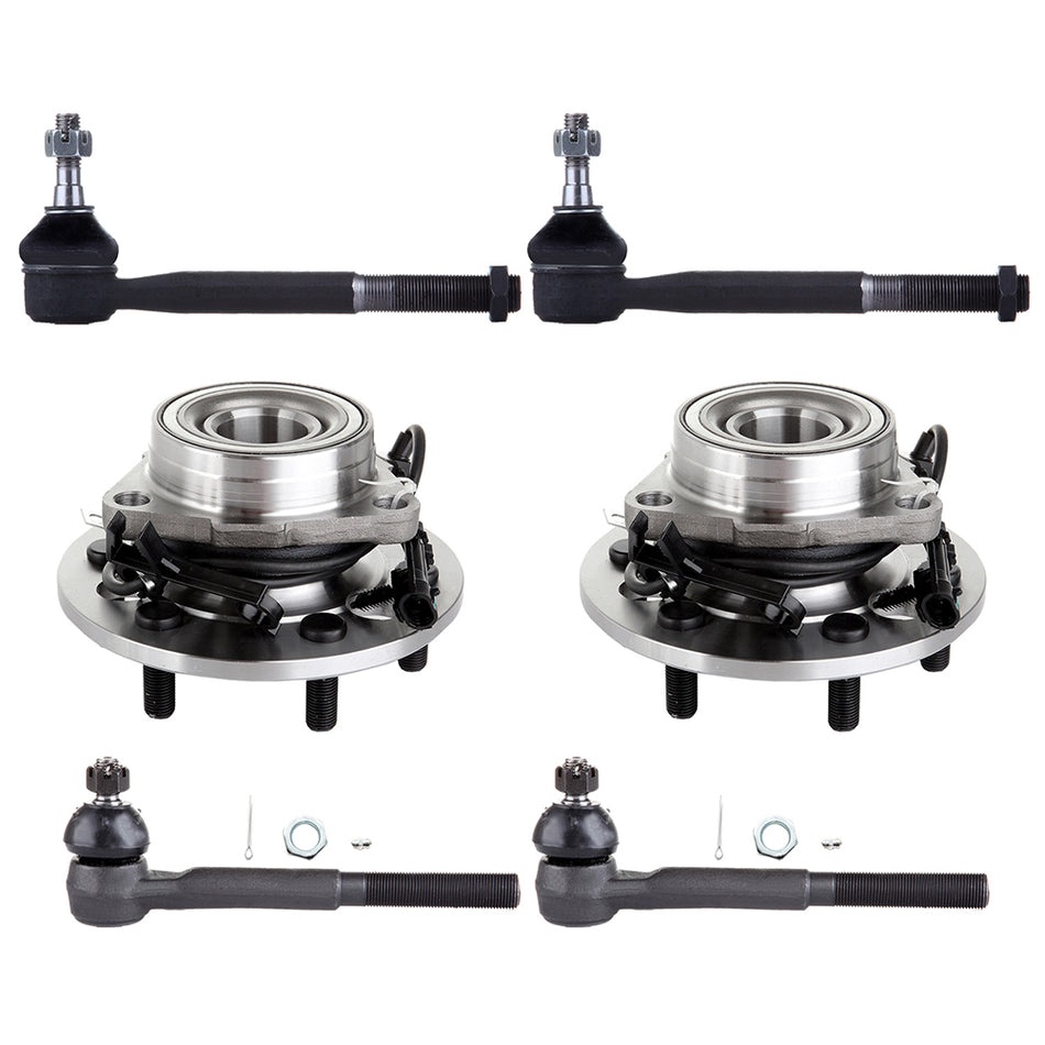 6 Pieces New Wheel Hub Bearing Assemblies Outer Tie Rods For Chevrolet and GMC