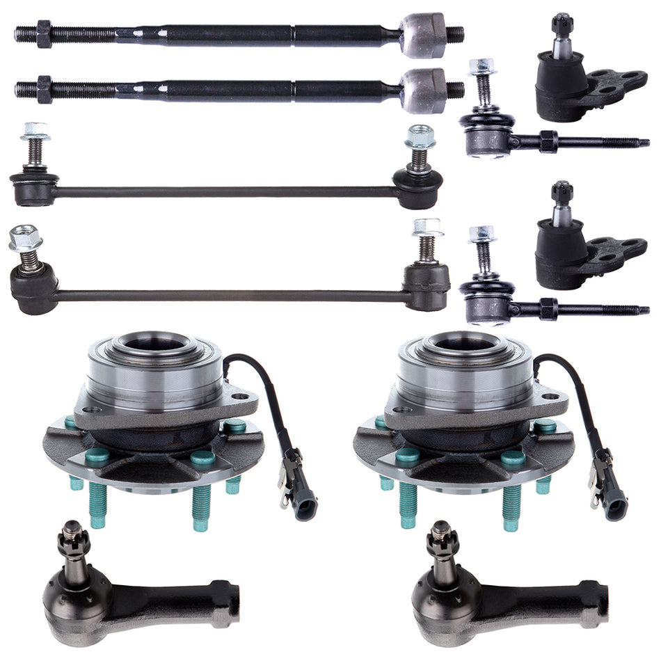 Front Wheel Bearings Hub Tie Rods Sway Bar Ball Joints 05-06 Chevrolet Equinox 02-07 Saturn Vue