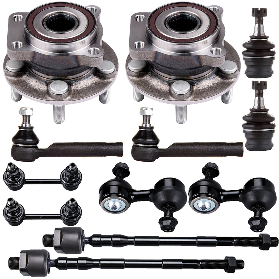 12Pc For 05-2009 Subaru Legacy Outback New Wheel Bearing & Hub Sway Bar Tie Rod
