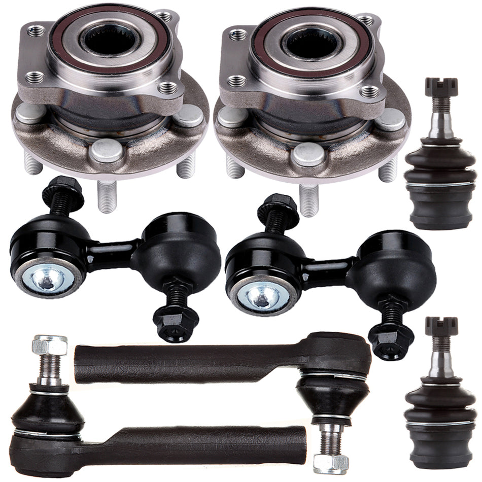 8PCS Front Wheel Hub Bearing Tierod Parts Fits Subaru Legacy Outback w/ABS