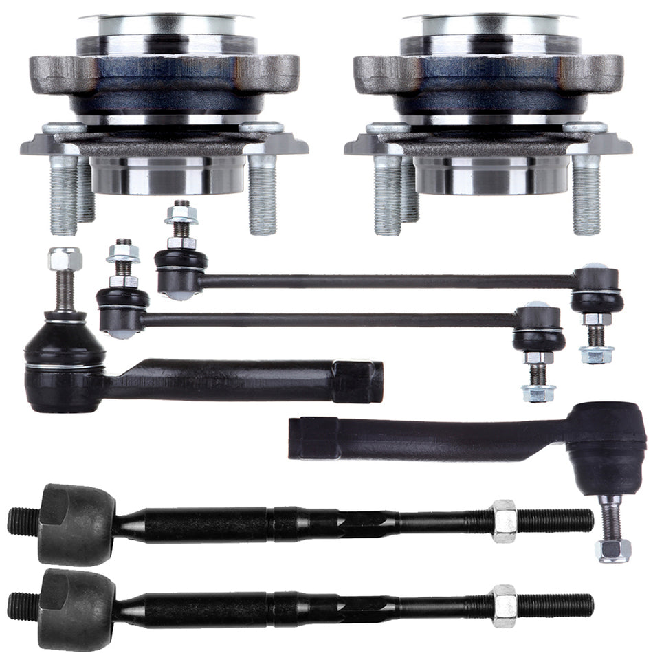 8PCS Front Wheel Bearing & Hub Tierod Sway Bar Fits 2007-2012 Nissan Sentra 2.0L