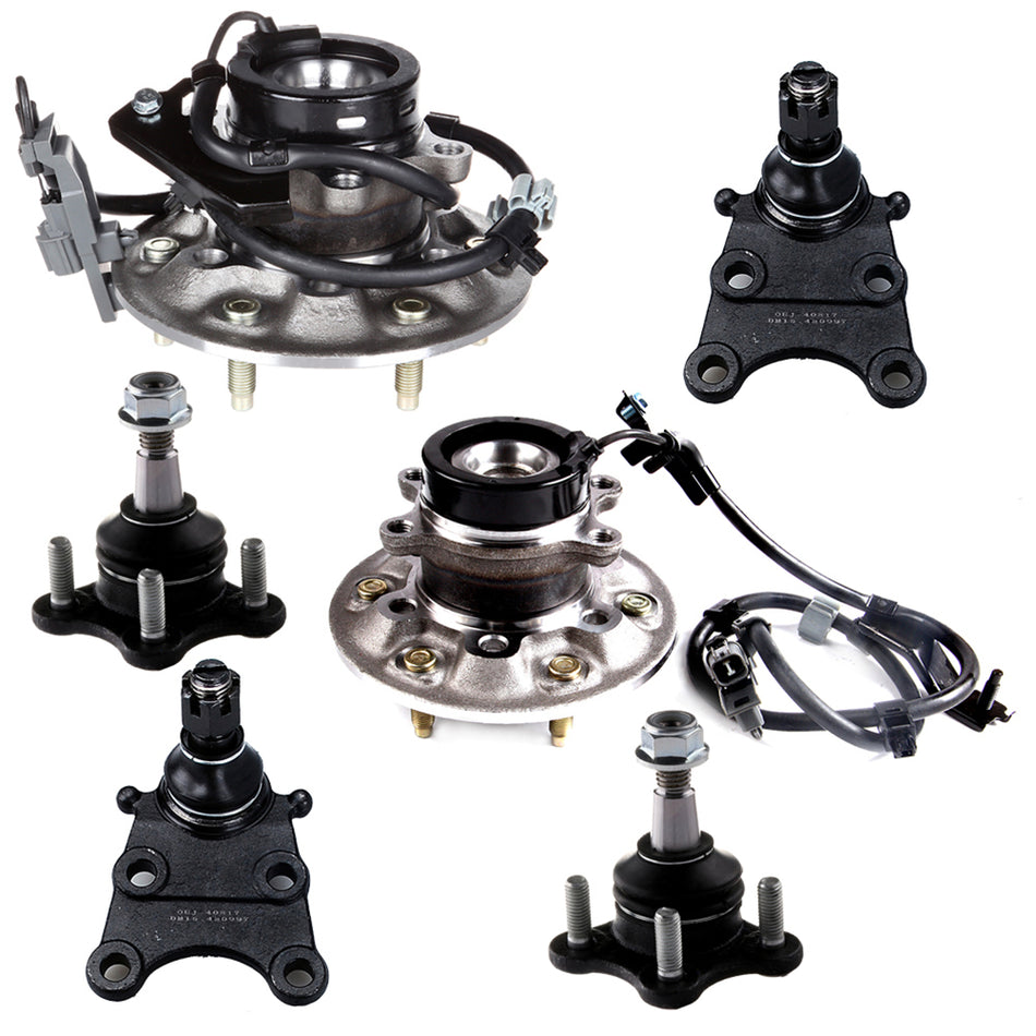 6PCS Front Wheel Hub & Bearing Steering Parts w/ ABS Fits Colorado Canyon 2WD