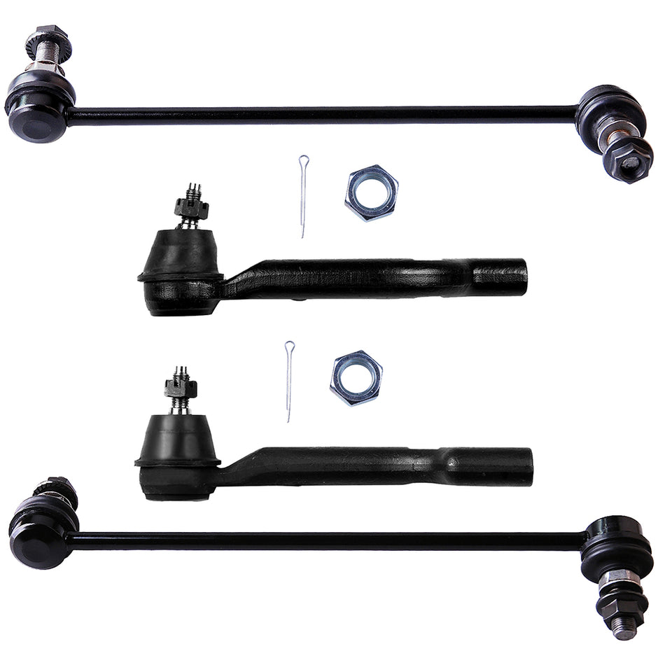 2x Outer Tie Rod Links 2x Sway Bar Links Suspension Kit For 08-13 Nissan Rogue