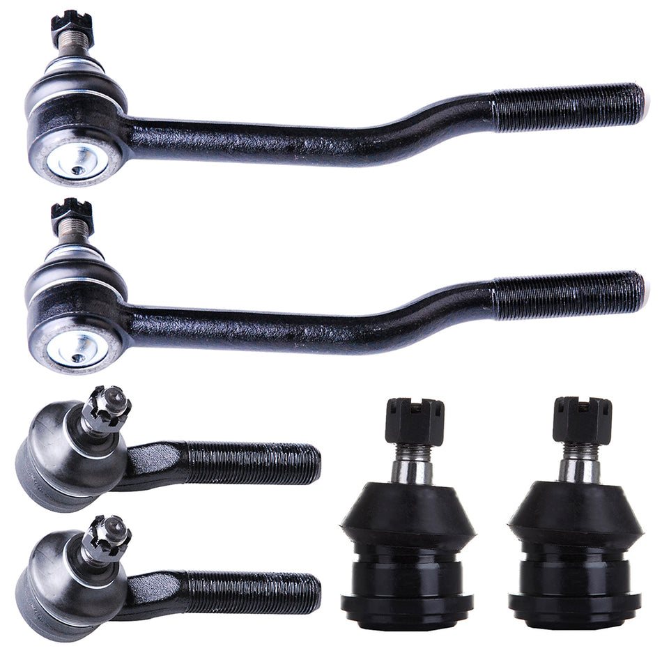 6pcs Lower Ball Joints Inner Outer Tie Rod Links Kit Fits Nissan Pick Up 2WD