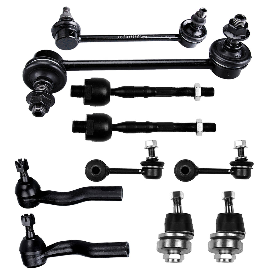 Front Sway Bars Tie Rods Ball Joints 10Pcs Kit For 06-10 Ford Fusion 06-09 Mercury Milan