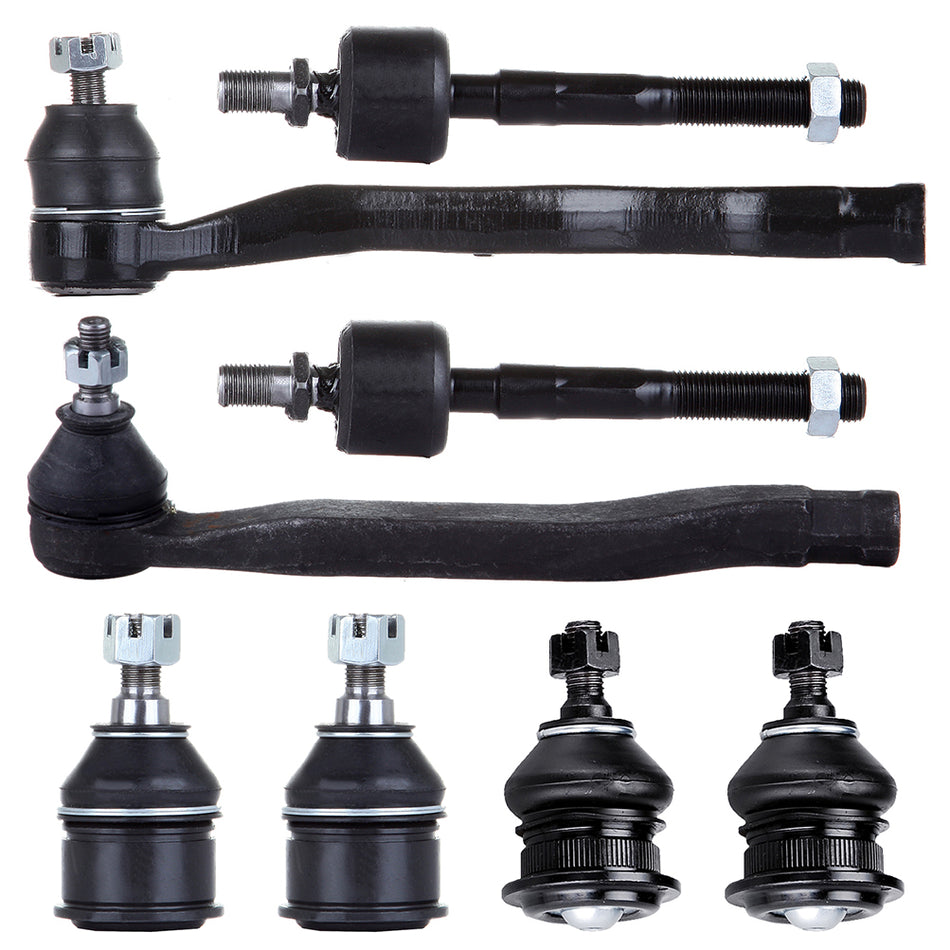 8PCS Front Upper Lower Ball Joints Inner Outer Tie Rods Fits 90-97 Honda Accord