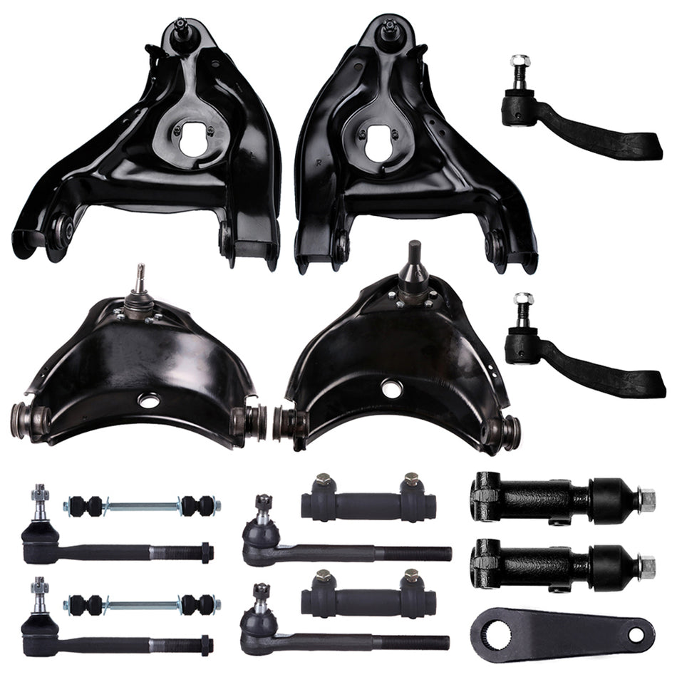 17pcs For 1996-02 Chevy Express 1500 2WD Front Upper Lower Control Arms Tie Rods