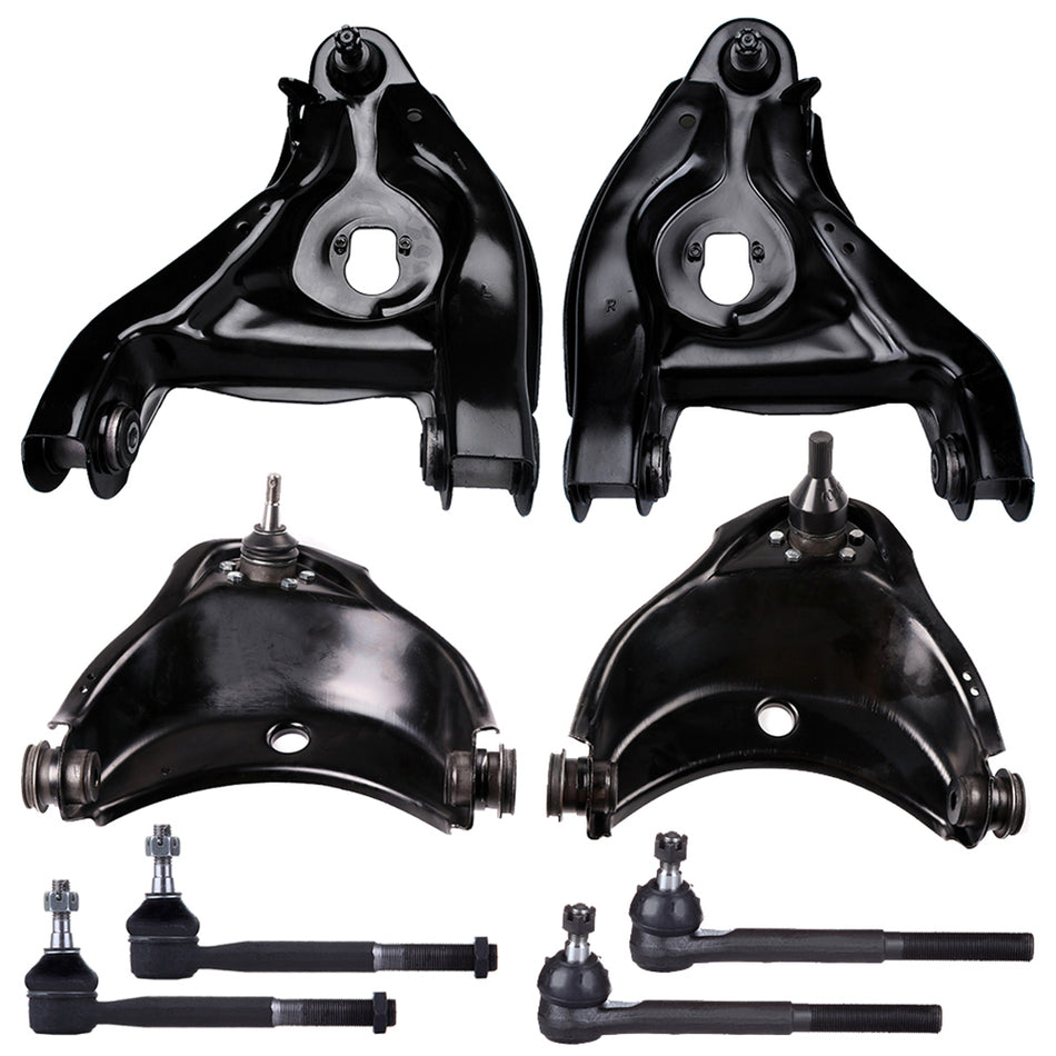 8pc Front Upper Lower Control Arm Inner Outer Tie Rod Kit For Chevy Express GMC