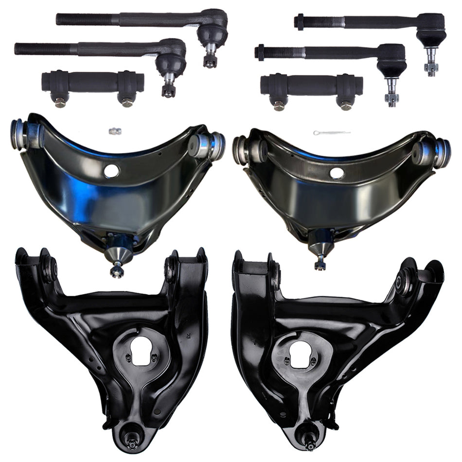 Front Upper Control Arms Tie Rods Kit for Chevy Express GMC Savana 2WD 6 Lug