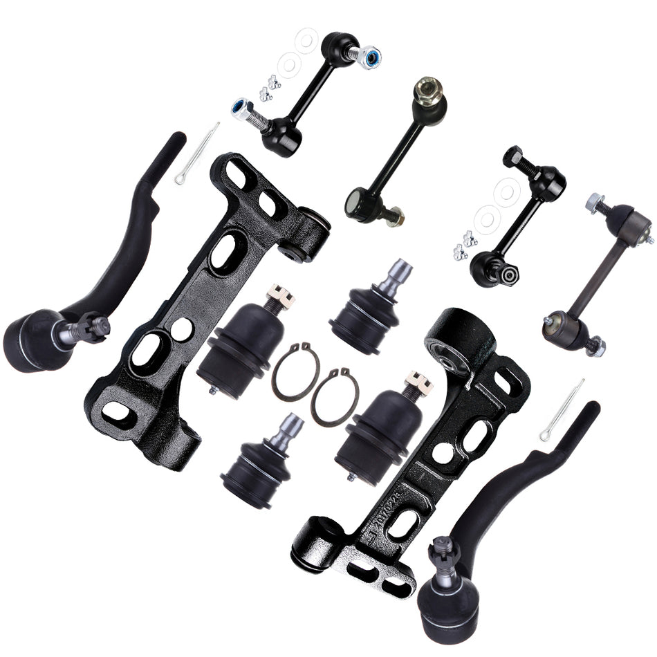 For 2004-07 Chevrolet Trailblazer 12Pcs Lower Control Arm Ball Joint Tie Rod End
