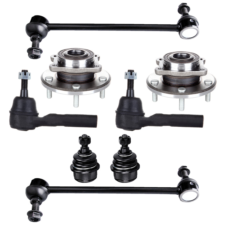Fits 2009-2011 Dodge Journey Front Wheel Bearing+ Steering Ball Joints Tie Rods
