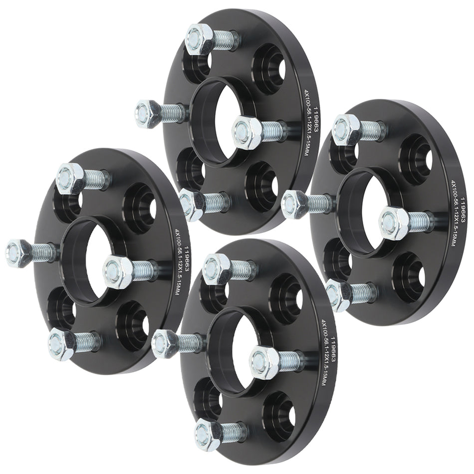 4Pcs 15mm 4x100 4 Lug Wheel Spacers For 82-89 Honda Accord 79-05 Honda Civic