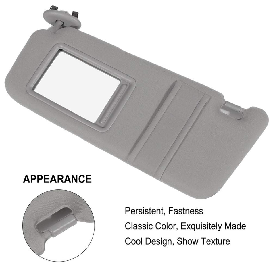 GRAY SUN VISOR DRIVER for 2007-2011 Toyota Camry W/O sunroof + Mirror Light Free