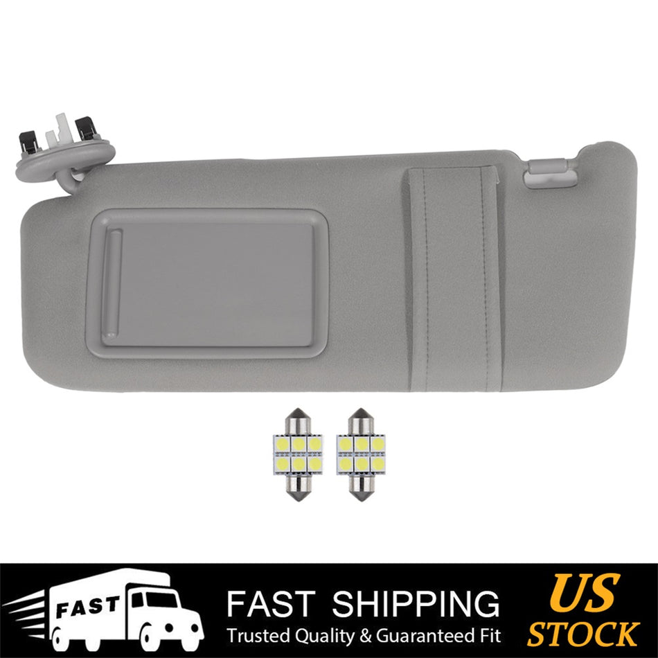 GRAY SUN VISOR DRIVER for 2007-2011 Toyota Camry W/sunroof + Mirror Light Free