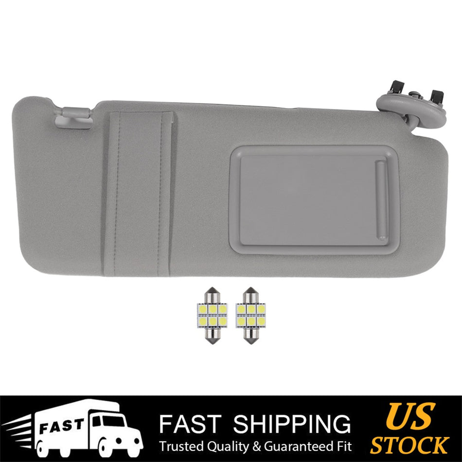 Right Passenger Sun Visor for 07-11 Toyota Camry W/O sunroof + Mirror Light Free