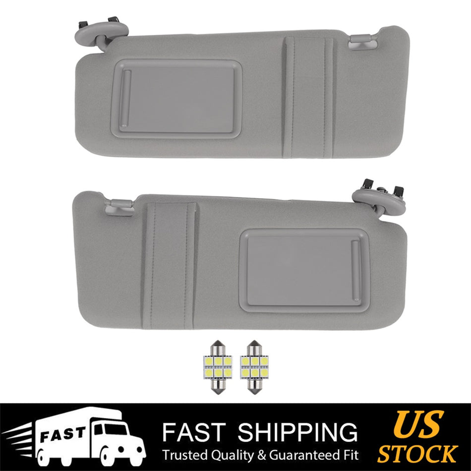 2x Left + Right Sun Visor For 07-11 Toyota Camry W/O sunroof + Mirror Light Free