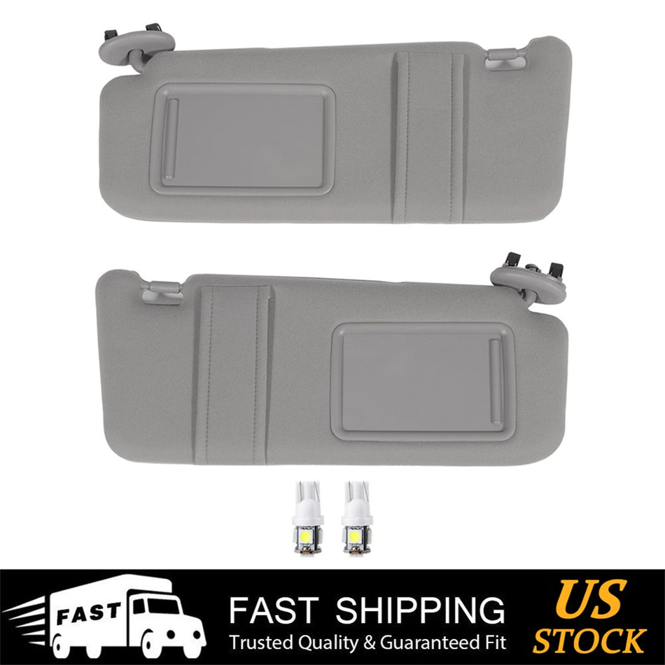 2x RH LH Sun Visor For 07-11 Toyota Camry W/O sunroof + License plate Light Free
