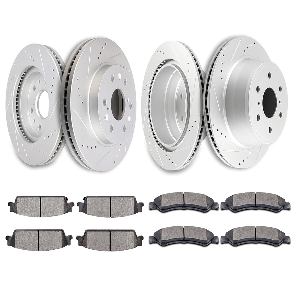 Ceramic Brake Pads And Rotors 07-14 Cadillac Escalade GMC Yukon Front Rear