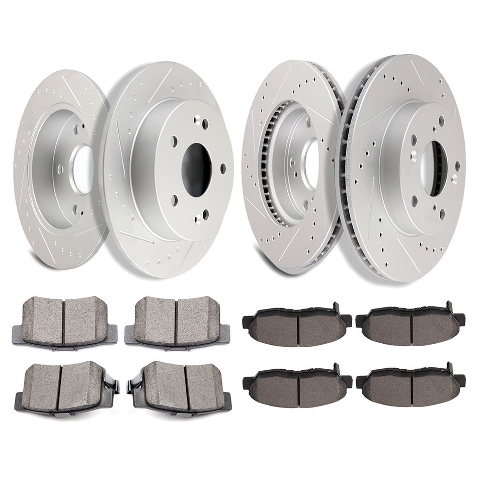 2012-2014 Honda Civic Ceramic Brake Pads And Rotors Front Rear