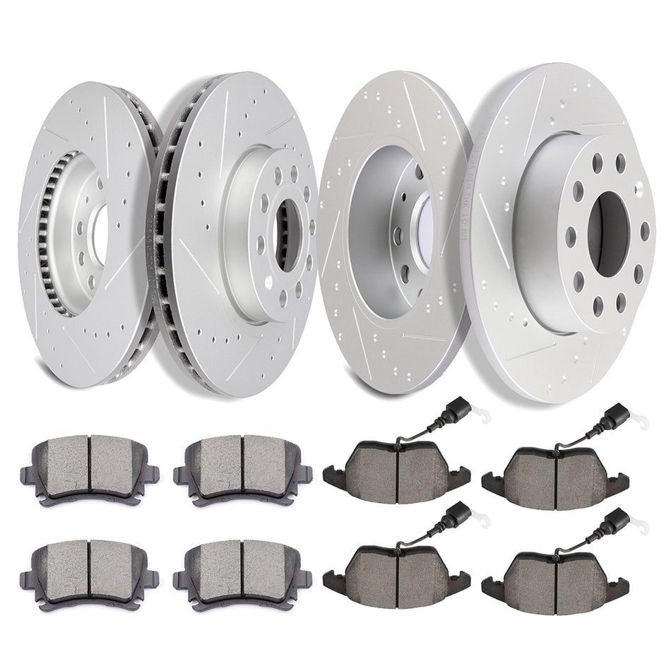 Ceramic Brake Pads And Rotors 10-13 Volkswagen Golf 05-10 Volkswagen Jetta Front And Rear 5Lugs 12Pcs