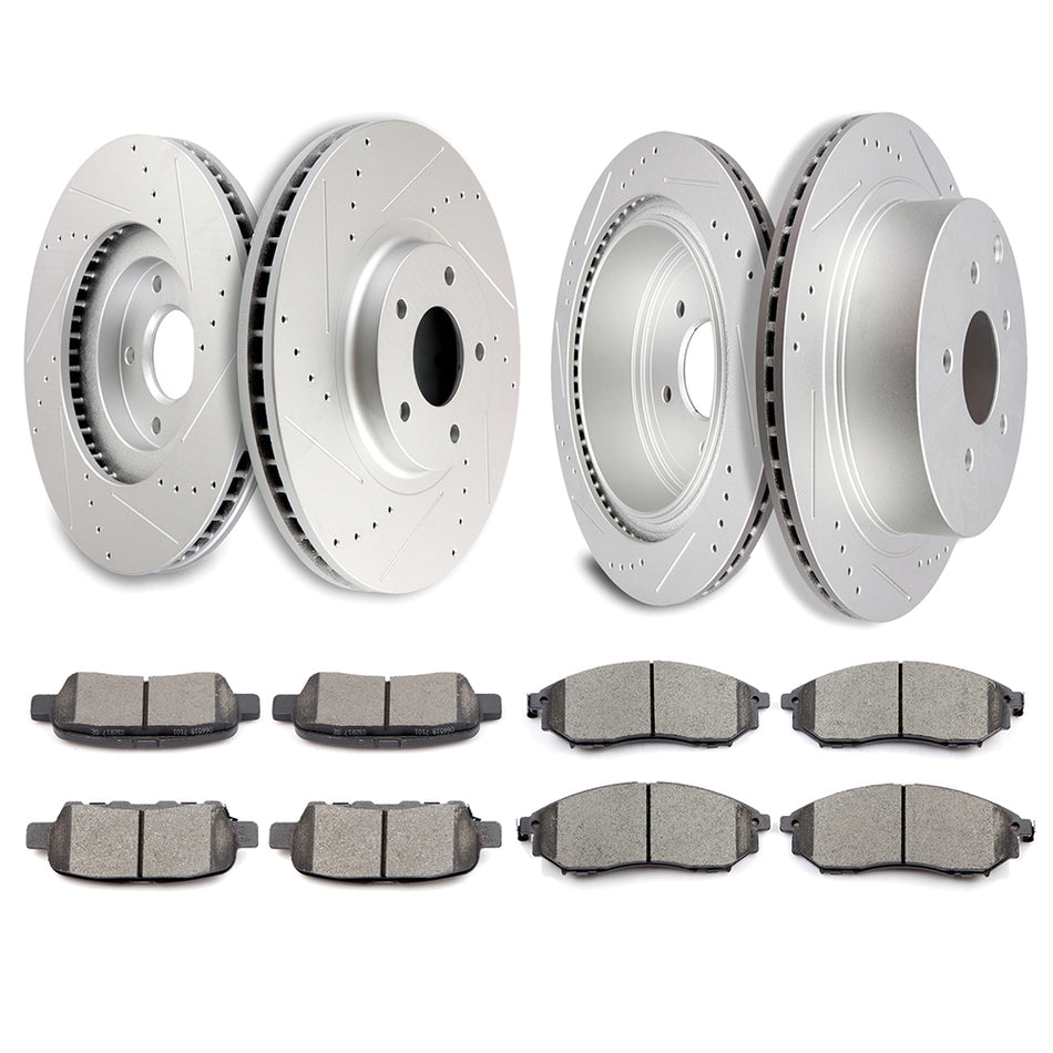 2011-2014 Nissan Murano Ceramic Brake Pads And Rotors Front Rear