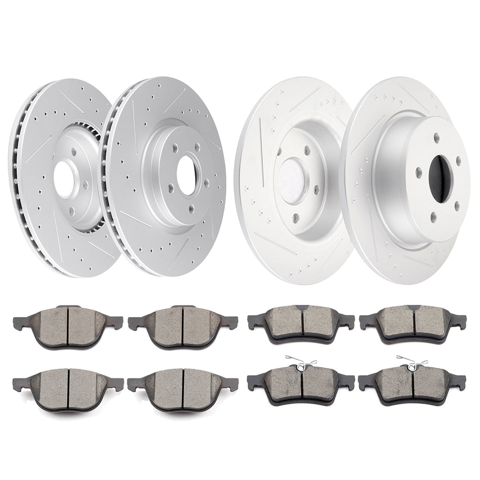 Ceramic Brake Pads And Rotors Ford 13-16 Escape 14-18 Transit Connect Front And Rear 12Pcs