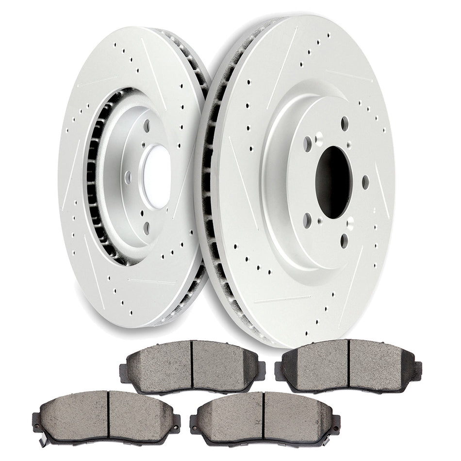 2011-2014 Honda Odyssey Front Brake Discs Rotors and Ceramic Pads