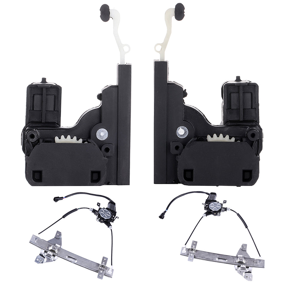 2 Rear Window Regulators and and and 2 Rear Door Lock Actuators For 00-05 Chevrolet Impala