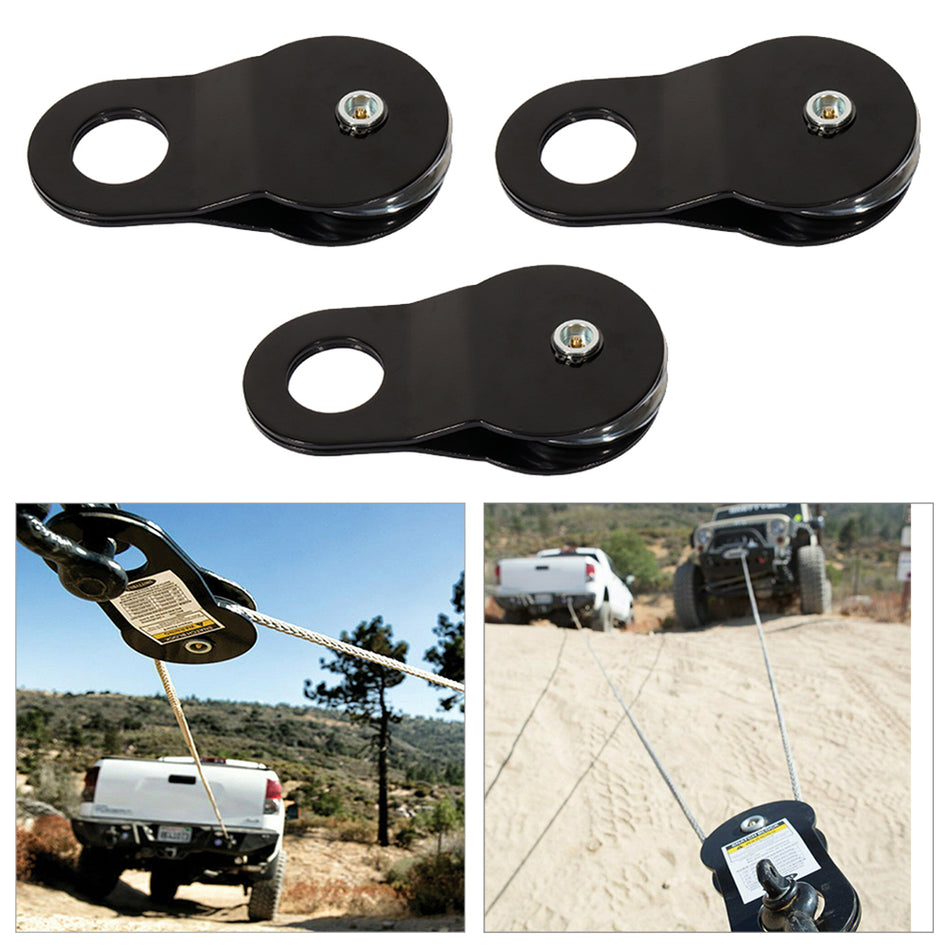 3x Heavy Duty Pulley Winch Snatch Block - 10 Ton 22,000 lb For 07-20 Jeep